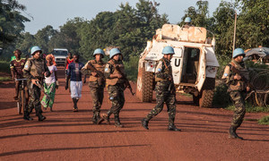 MINUSCA peacekeepers on patrol in Bangassou, south-eastern CAR. (file)
