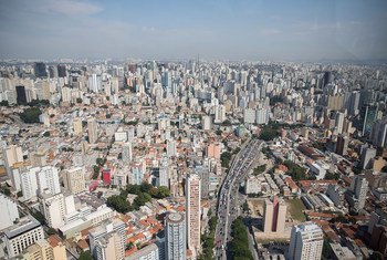 Vista aérea de la ciudad de Sao Paulo,Brasil