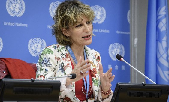 Agnès Callamard, Special Rapporteur on extrajudicial, summary or arbitrary executions, briefing the press in New York (file).
