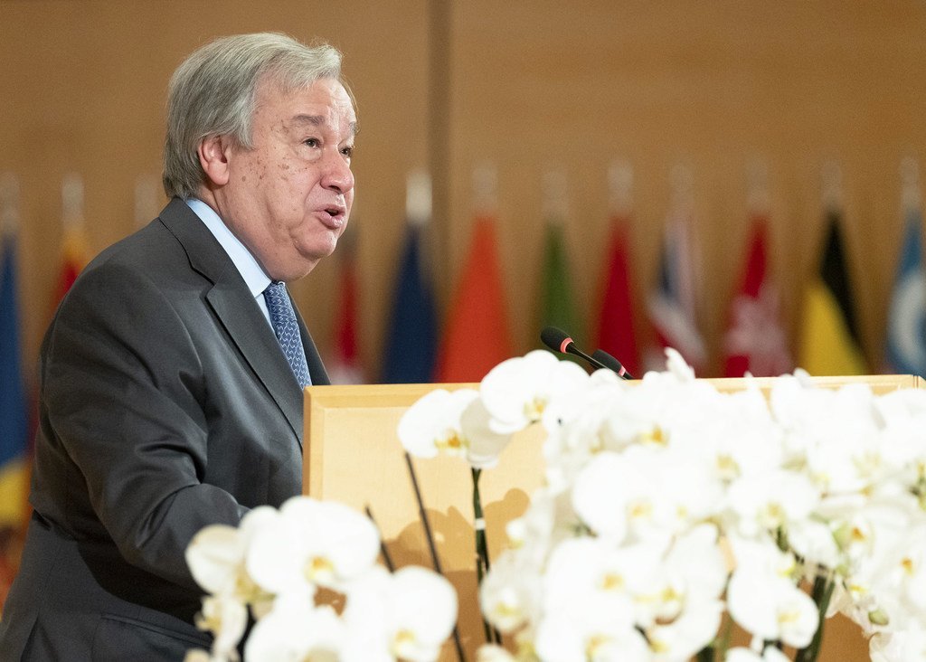 Le Secrétaire général des Nations Unies, António Guterres, s'exprimant lors de la 108e session de la Conférence internationale du Travail le 21 juin 2019