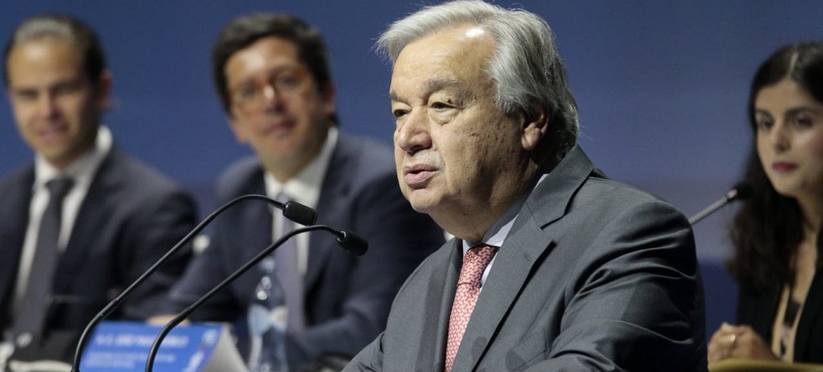 The UN Secretary-General, António Guterres, at the World Conference of Ministers Responsible for Youth 2019 and Youth Forum Lisboa+21, in Lisbon, Portugal