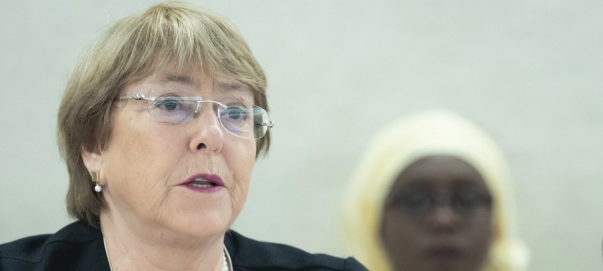 La Alta Comisionada de las Naciones Unidas para los Derechos Humanos, Michelle Bachelet, se dirige a la 41ª Sesión del Consejo de Derechos Humanos en Ginebra el 24 de junio de 2019.