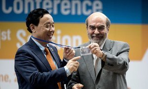 FAO Director-General Elect Qu Dongyu addressing the Plenary following elections held during the 41st FAO Conference. (23 June 2019)