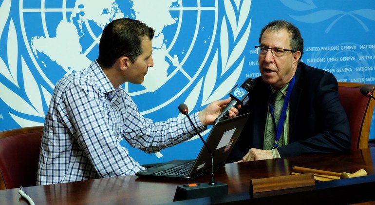 IOM's Joel Millman speaking to UN News's Daniel Johnson.