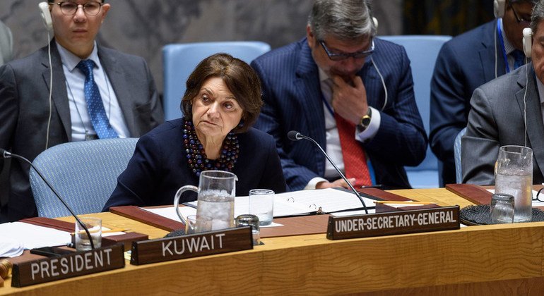 روز ماري ديكارلو وكيلة الأمين العام للشؤون السياسية وبناء السلام تتحدث أمام مجلس الأمن الدولي. 26 يونيه/حزيران 2019.