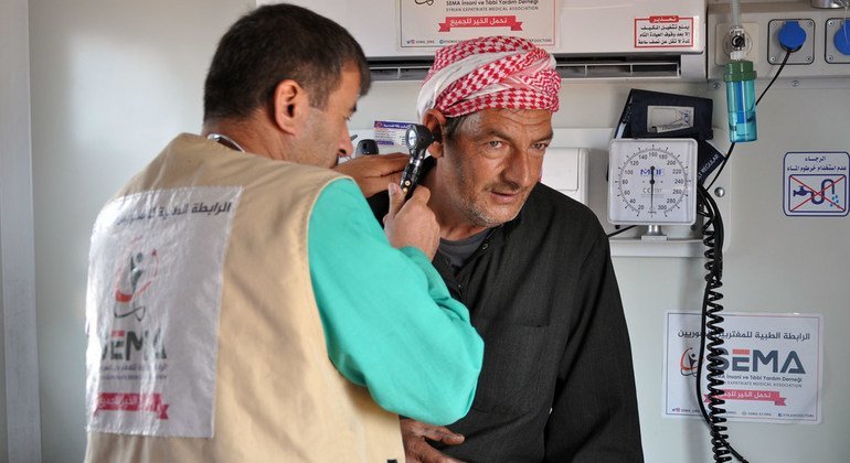 Una clínica móvil de la Organización Mundial de la Salud en Idlib, Siria.