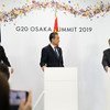 संयुक्त राष्ट्र महासचिव एंतोनियो गुटेरेश जी20 के ओसाका सम्मेलन में त्रिपक्षीय जलवायु परिवर्तन मीटिंग में शिरकत करते हुए (29 जून 2019)