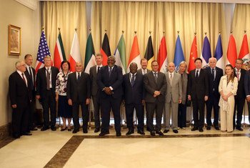 Une délégation du Conseil de sécurité rencontre le Ministre des affaires étrangères de l'Iraq, Mohammed Alhakim, le 29 juin 2019.