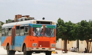 A bus drives into Ghezghiza Village, Anseba Region of Eritrea (File).