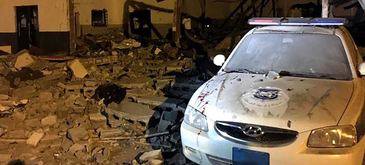 The aftermath of the devastating airstrike on the Tajoura Detention Centre, in the suburbs of the Libyan capital, Tripoli, on 2 July.