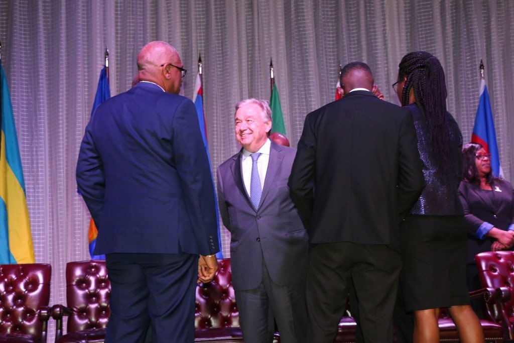 联合国秘书长古特雷斯7月3号在东加勒比海岛国圣卢西亚出席了加勒比共同体年度峰会并致辞.