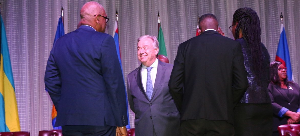 The UN Secretary-General António Guterres at the CARICOM Caribbean Community conference, in St. Lucia. 3 July, 2019 (file photo)..