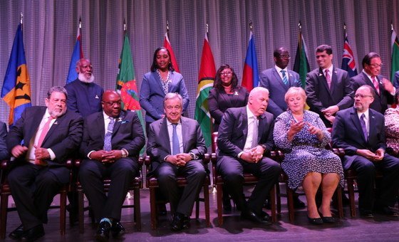 Secretário-geral com chefes de Estado e de governo no Caricom em Santa Lúcia