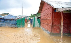 Refugee camps in Cox's Bazar turned to mud after the rains, with some areas completely flooded.