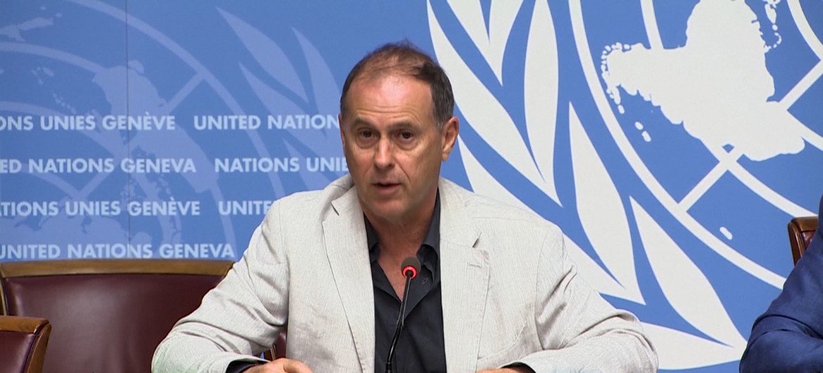 روبرت كولفيل، المتحدث الرسمي باسم مكتب المفوضة السامية لحقوق الإنسان التابع للأمم المتحدة في إحاطة للصحفيين في جنيف يوم الثلاثاء (30 يوليو ، 2019)