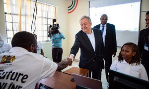 Secretary-General António Guterres visits an ICT Training Centre in Kamakunji, Kenya. (9 July 2019)