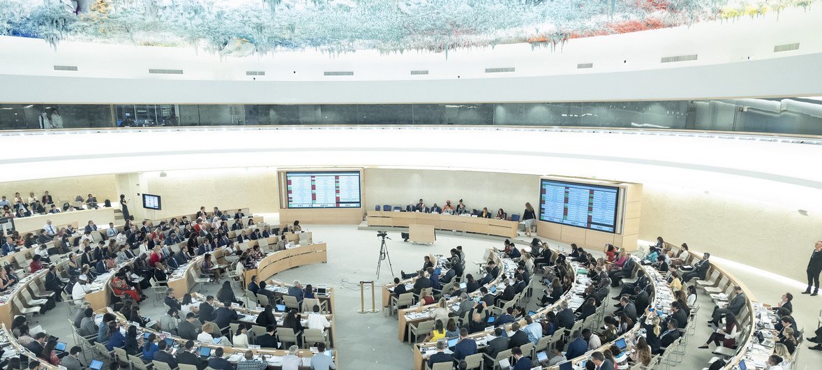 La salle du Conseil des droits de l'homme des Nations Unies en juin 2019.