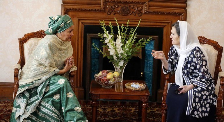 United Nations Deputy Secretary General Amina J. Mohammed, (left) meeting Afghanistan's First Lady Rula Ghani in Kabul. (20th July 2019)