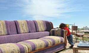 The three-year-old girl in this 2018 photograph had been twice displaced with her family in the West Bank (file photo). 