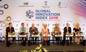 印度新德里，2019年全球创新指数发布现场。